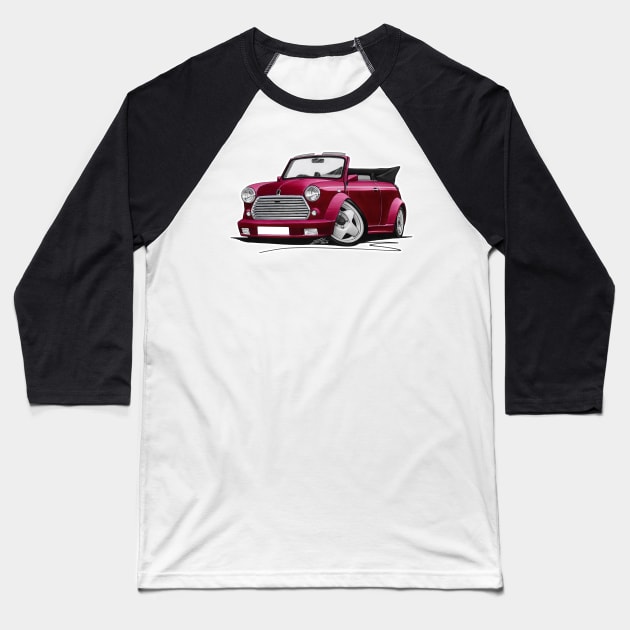 Mini Cabriolet Maroon Baseball T-Shirt by y30man5